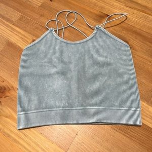Zenana ribbed seamless double strap crop top. Women’s s/m nwot